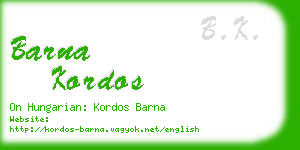 barna kordos business card